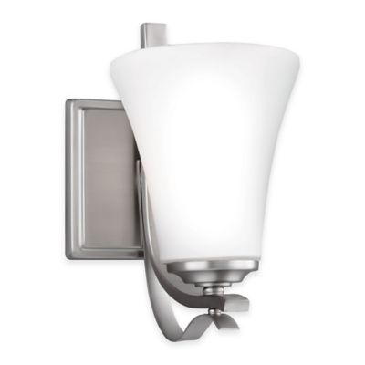 Buy Feiss Summerdale 1-Light Bath Wall Sconce in Satin Nickel with LED Bulb from Bed Bath & Beyond